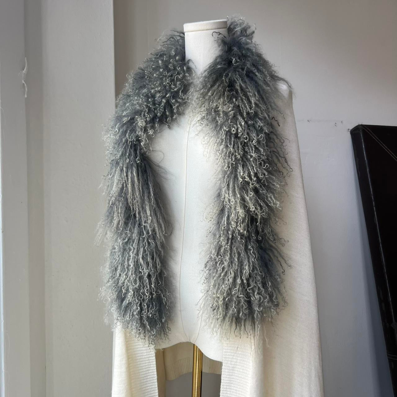 Mongolian lamb fur cardigan