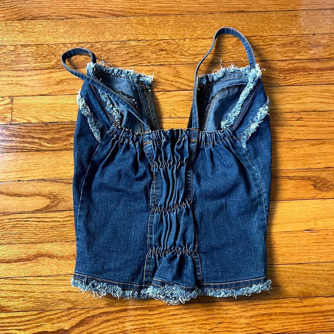 Denim zip up bustier