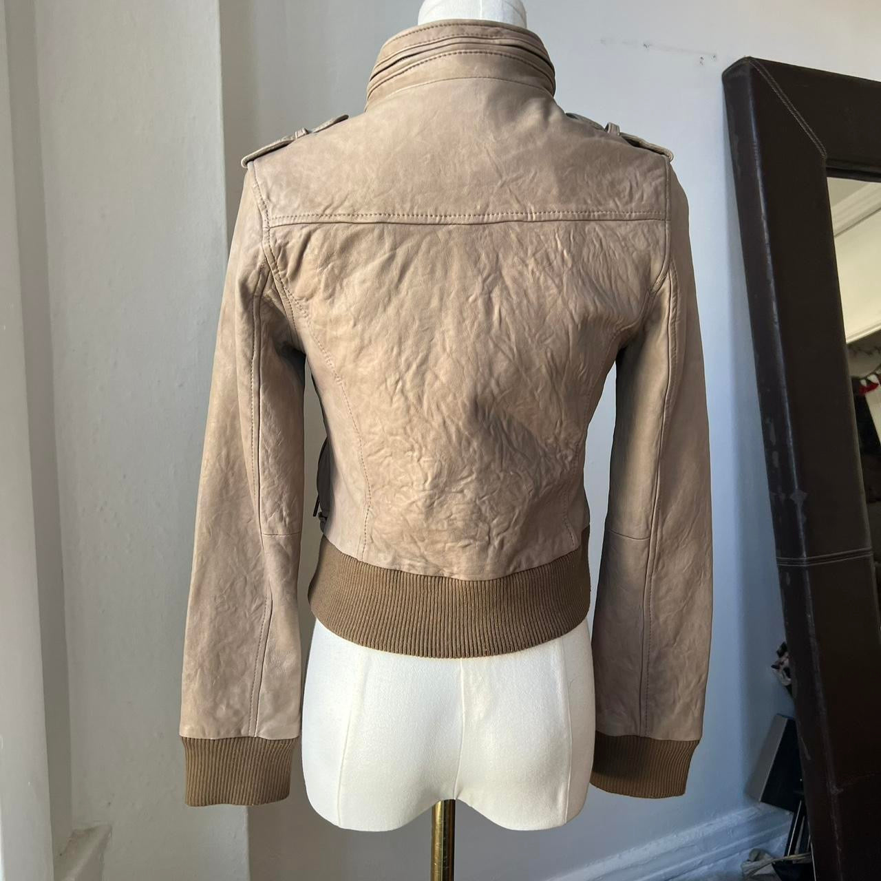 Cream/grey moto jacket