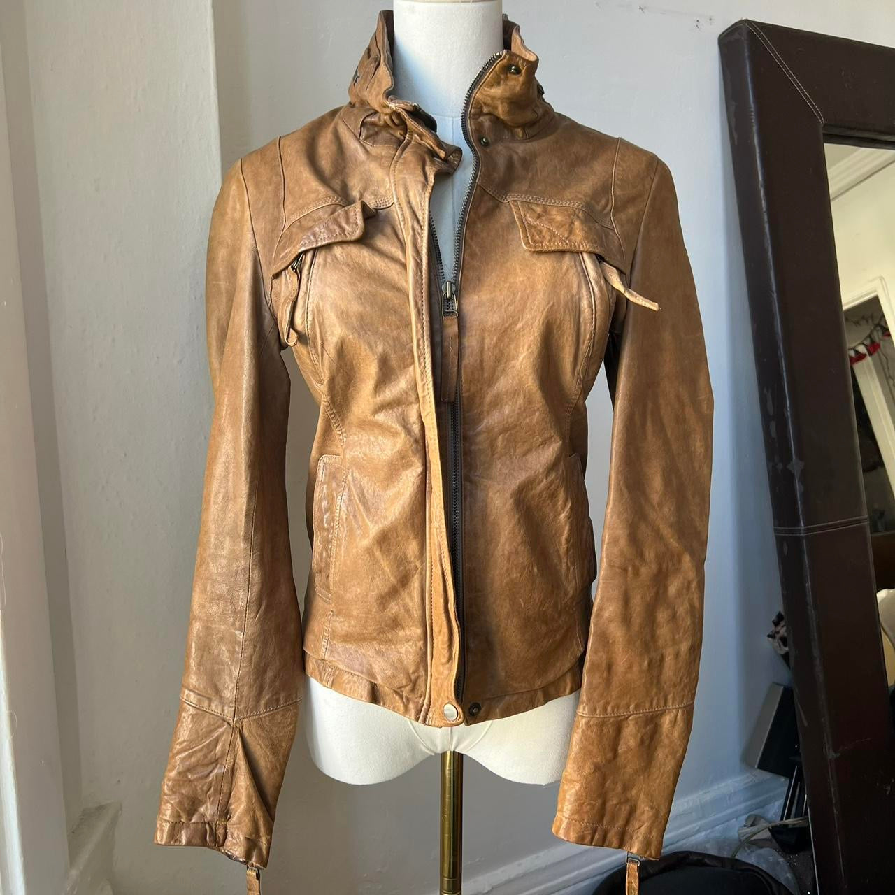 Tan moto jacket