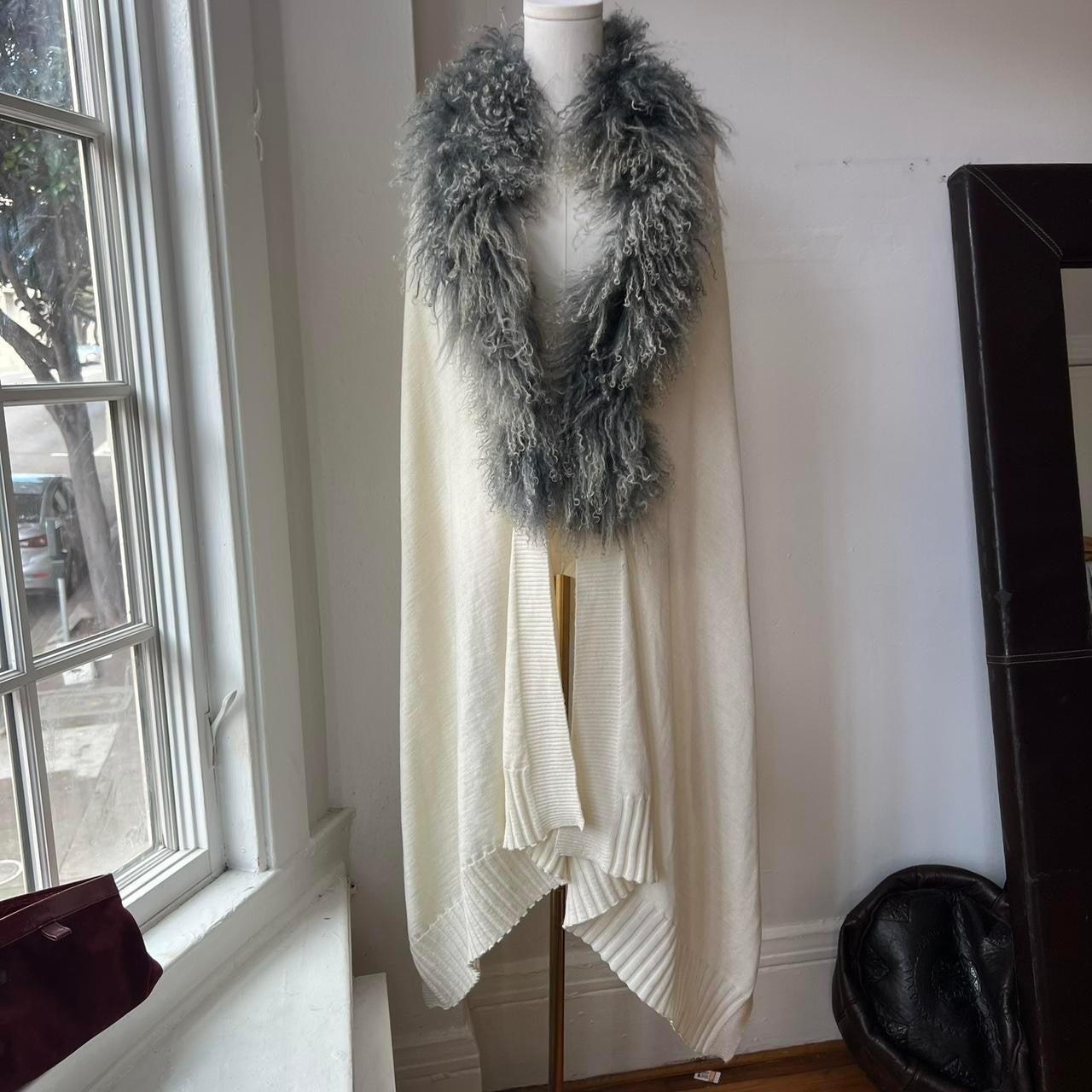 Mongolian lamb fur cardigan