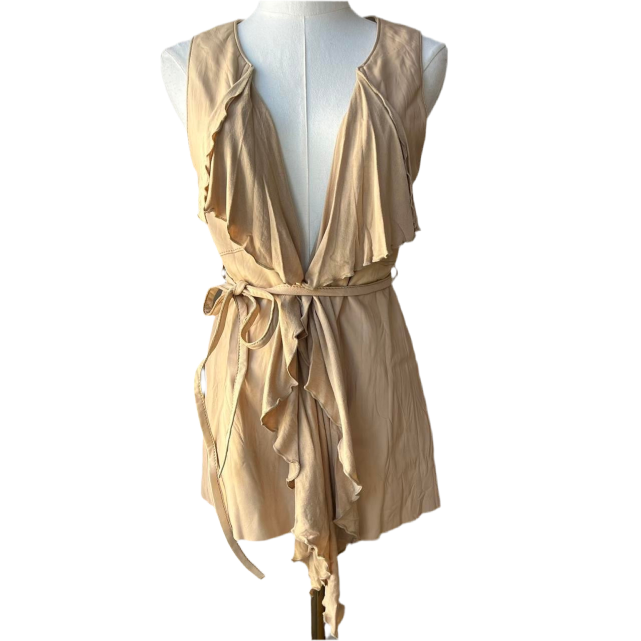 Ruffle sheepskin vest