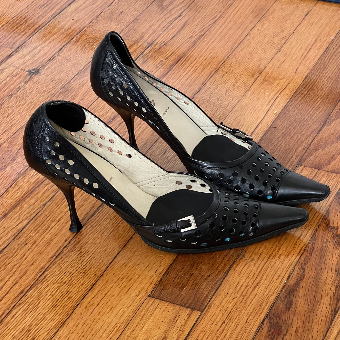 Prada perforated leather heels