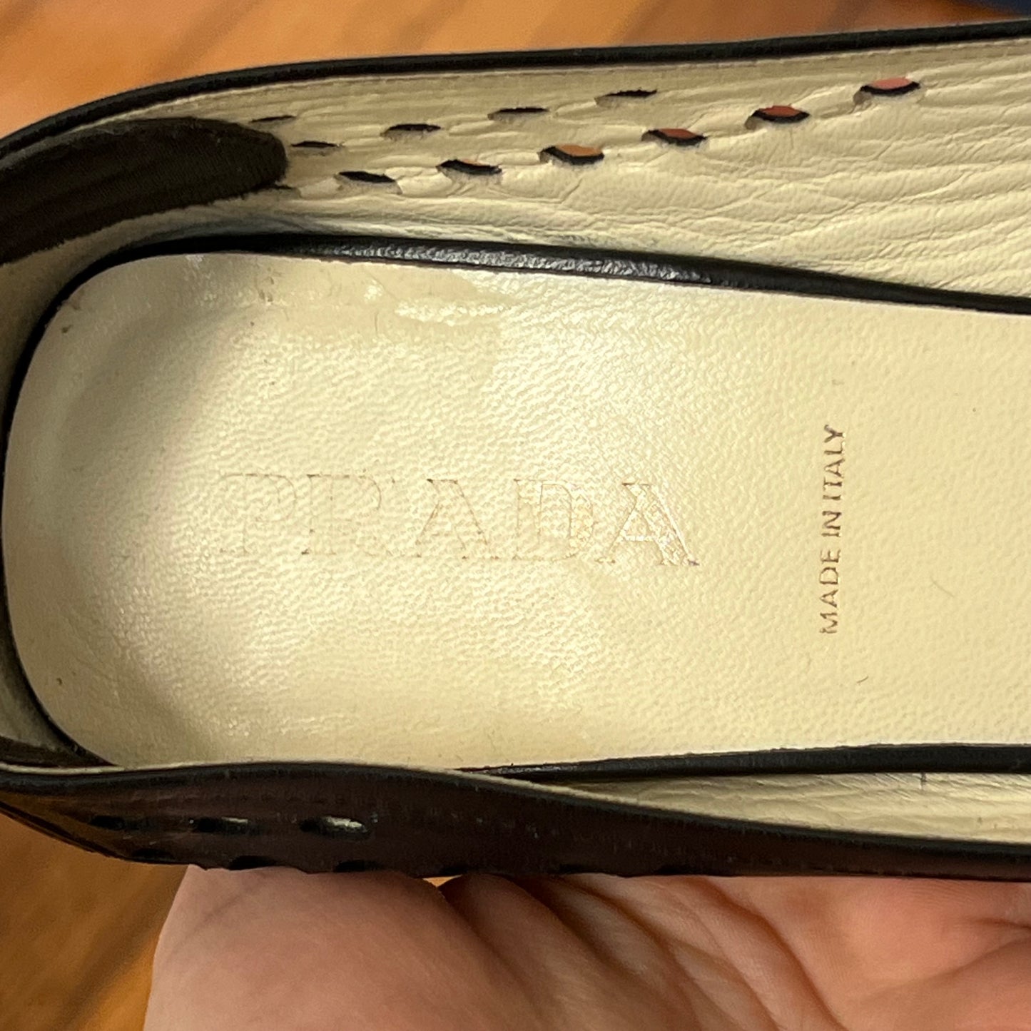 Prada perforated leather heels