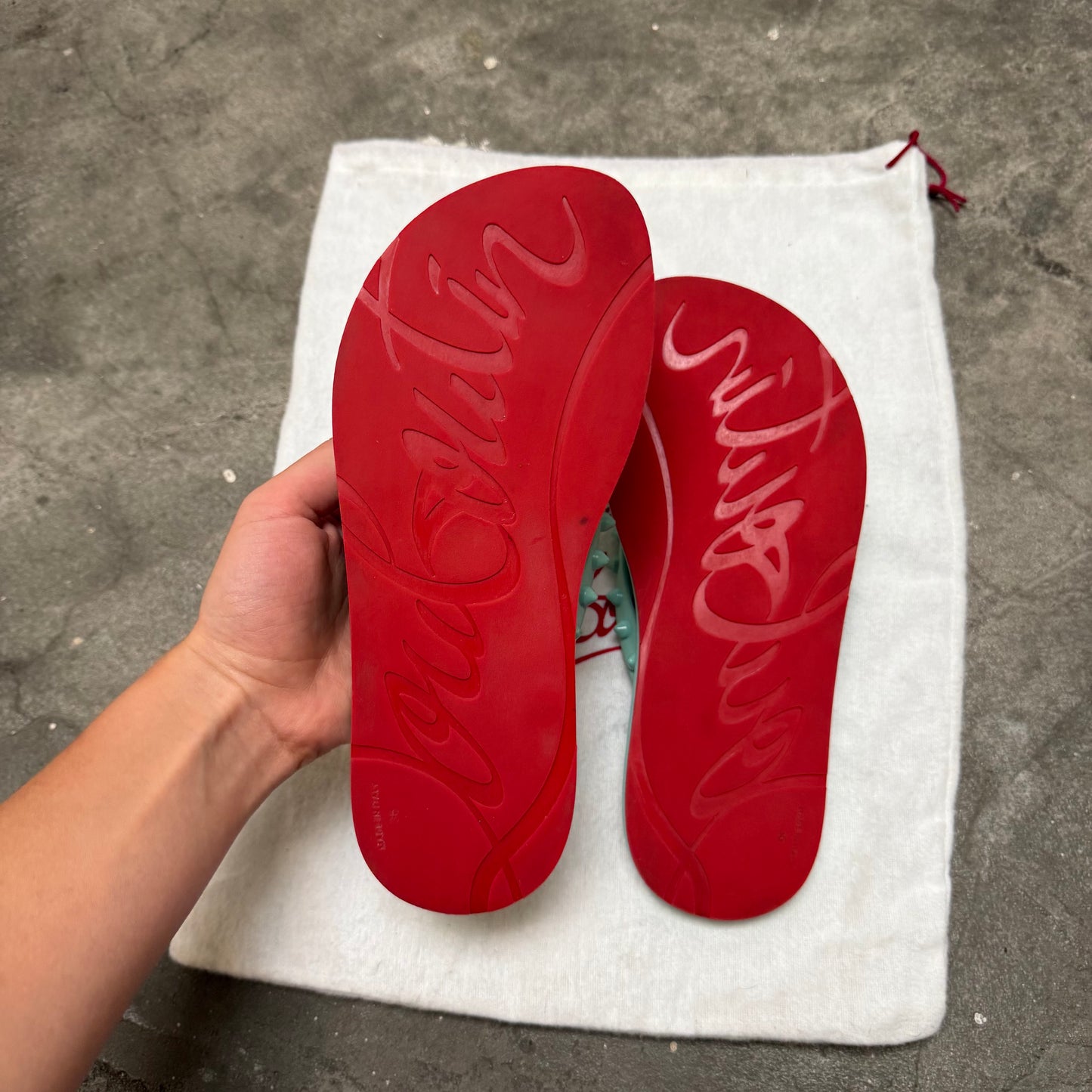 Louboutin Studded Flip Flops