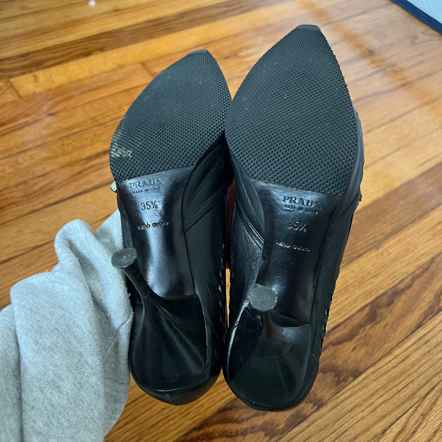 Prada perforated leather heels