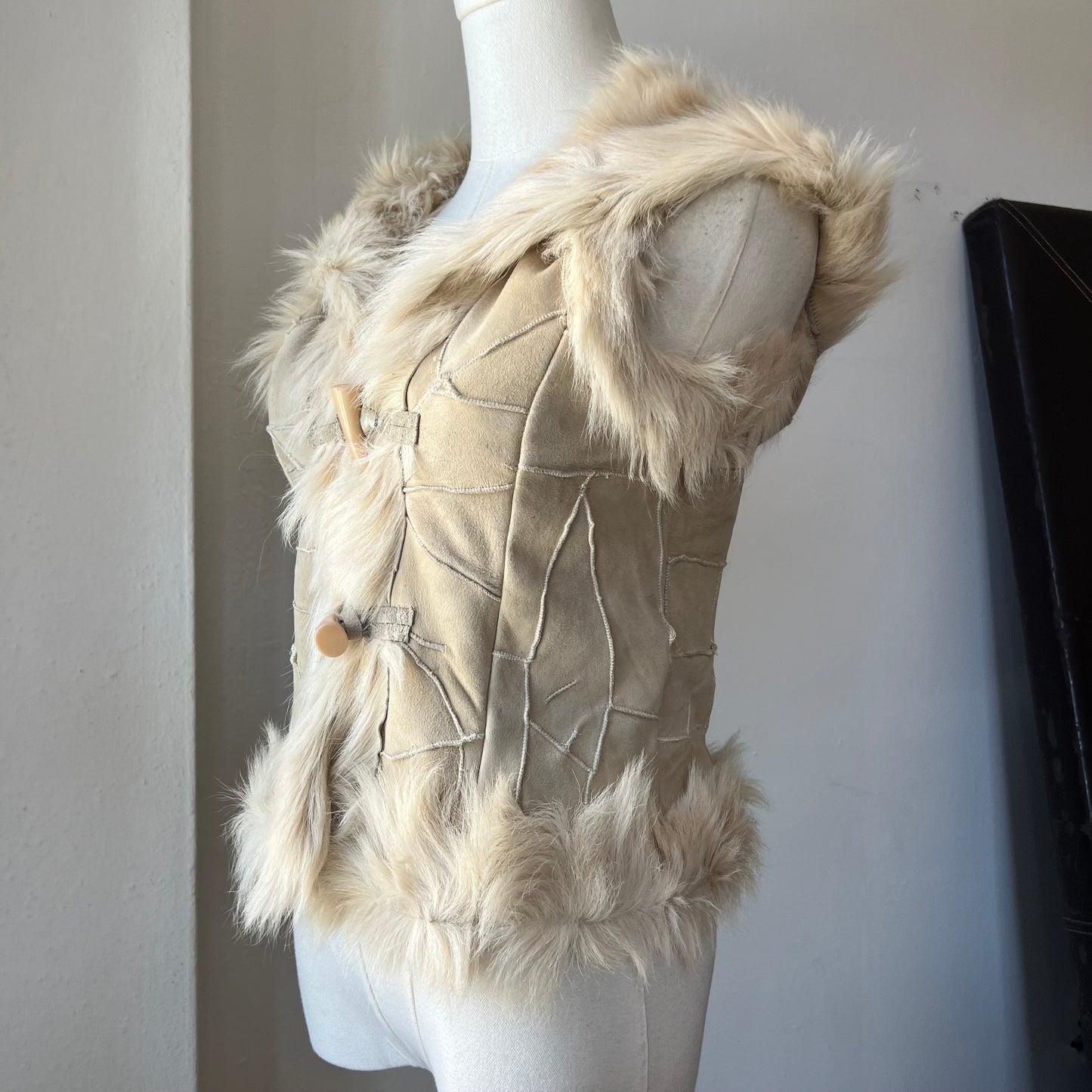 Shearling hooded vest