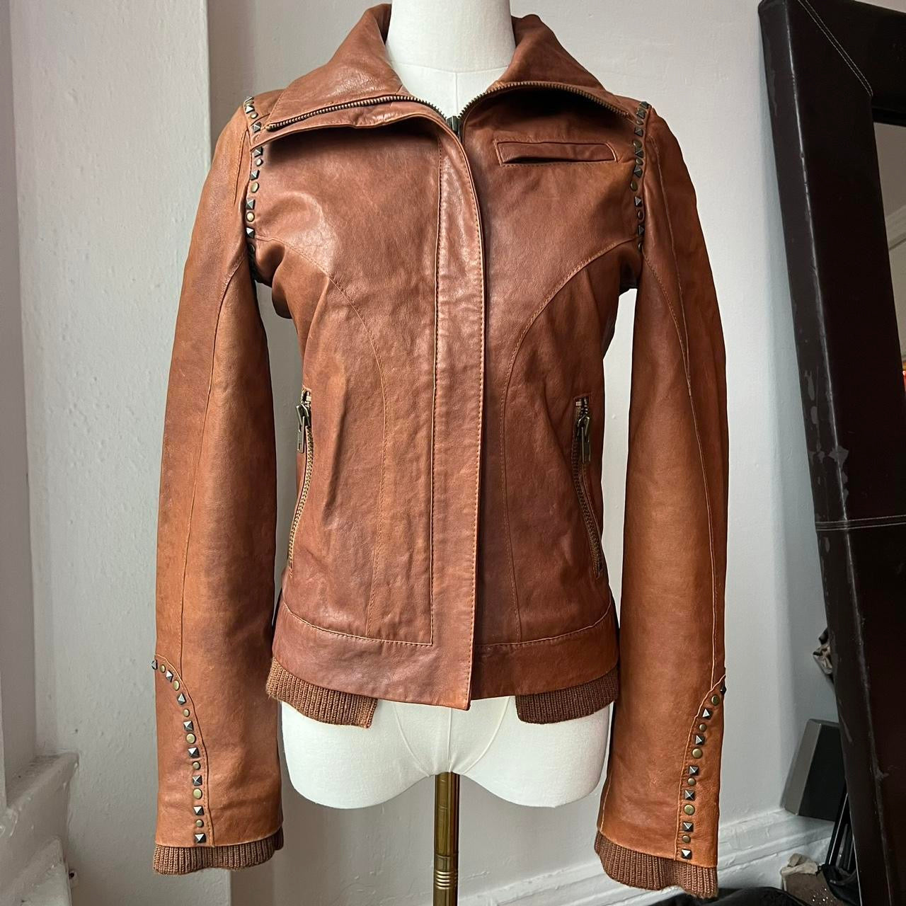 Sheepskin moto jacket