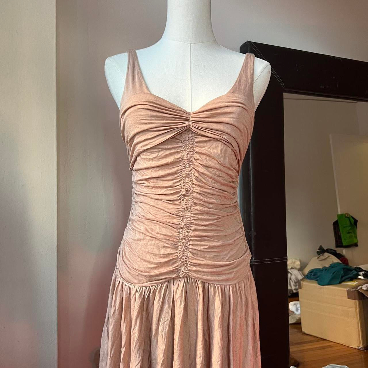 Ruched drop waist dress