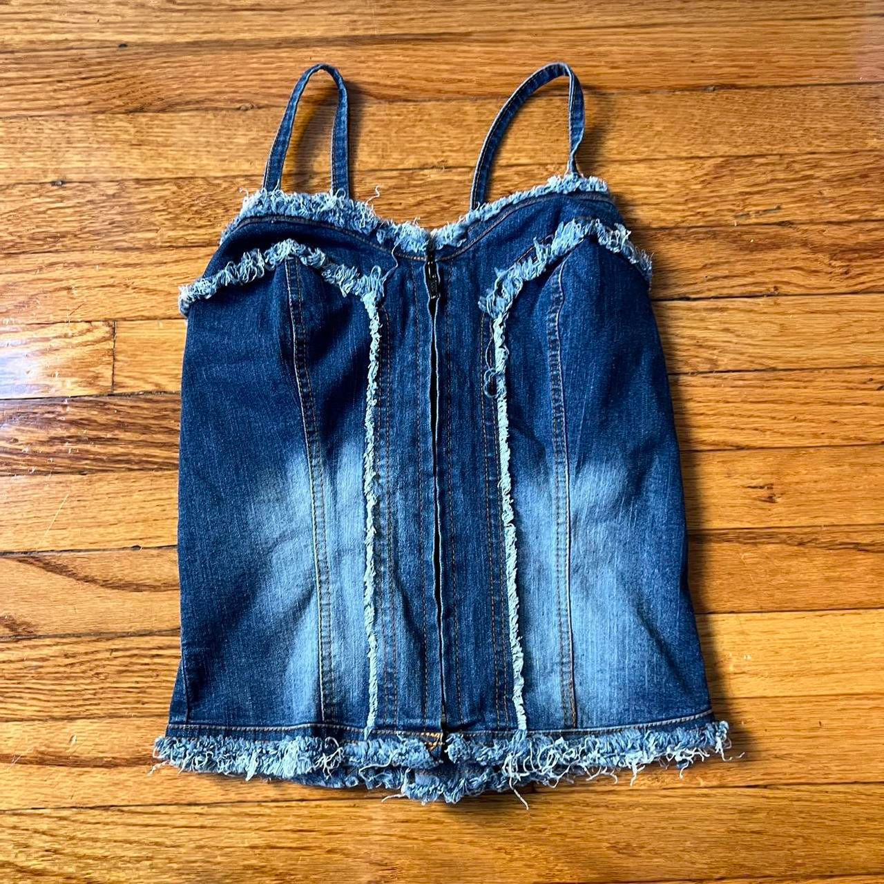 Denim zip up bustier