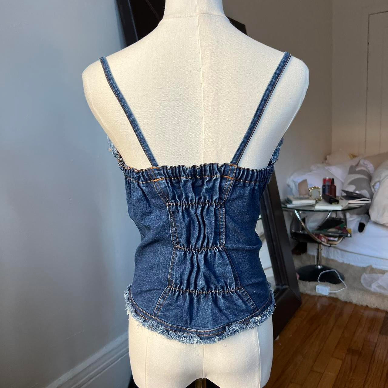 Denim zip up bustier