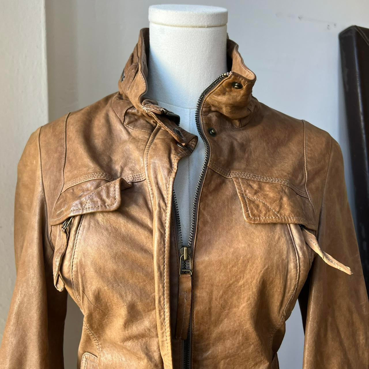 Tan moto jacket