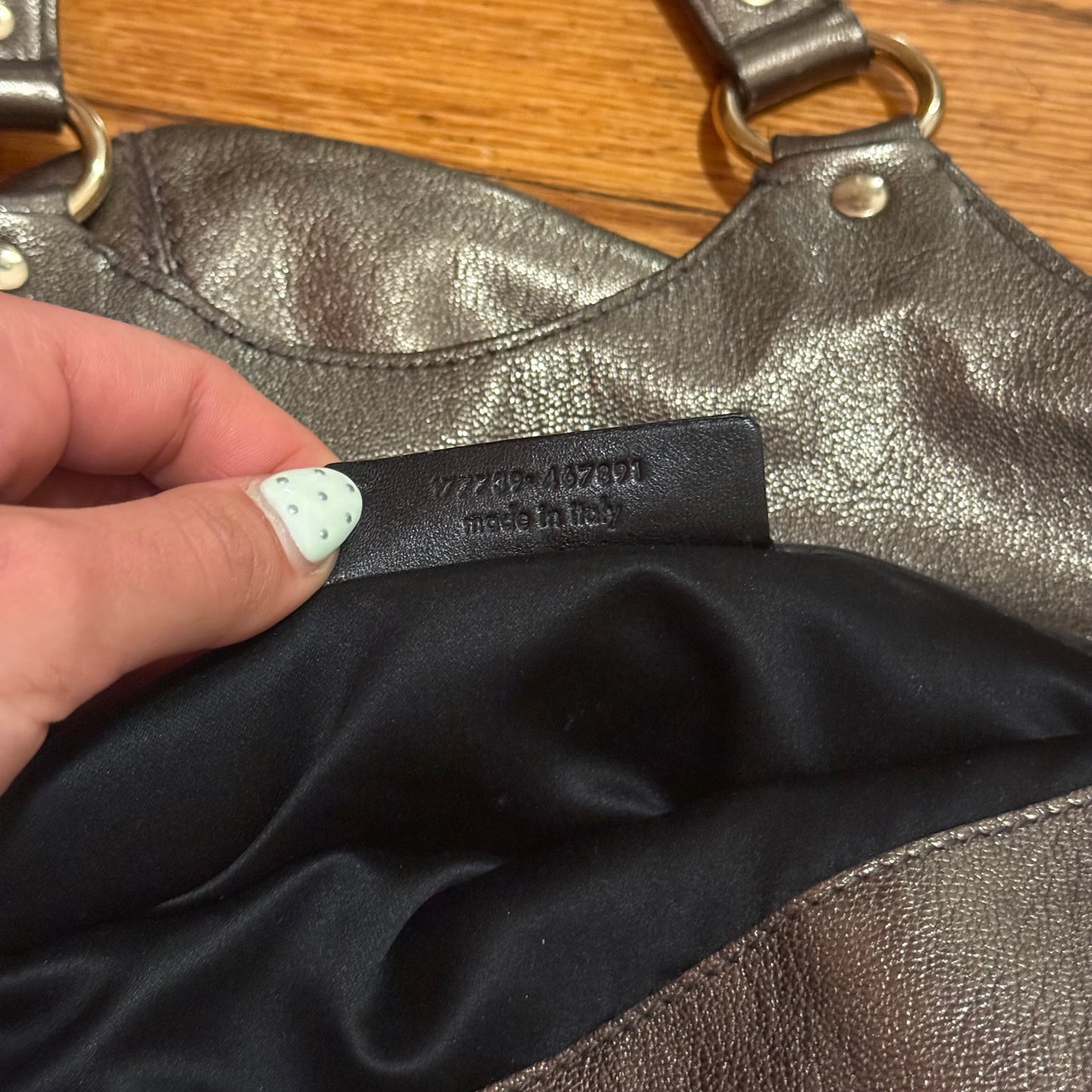 Metallic YSL Leather Shoulder Bag