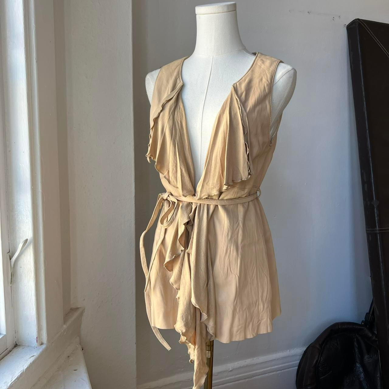 Ruffle sheepskin vest