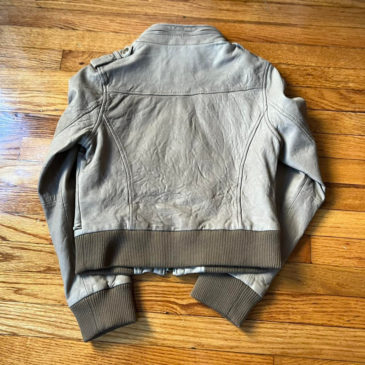 Cream/grey moto jacket
