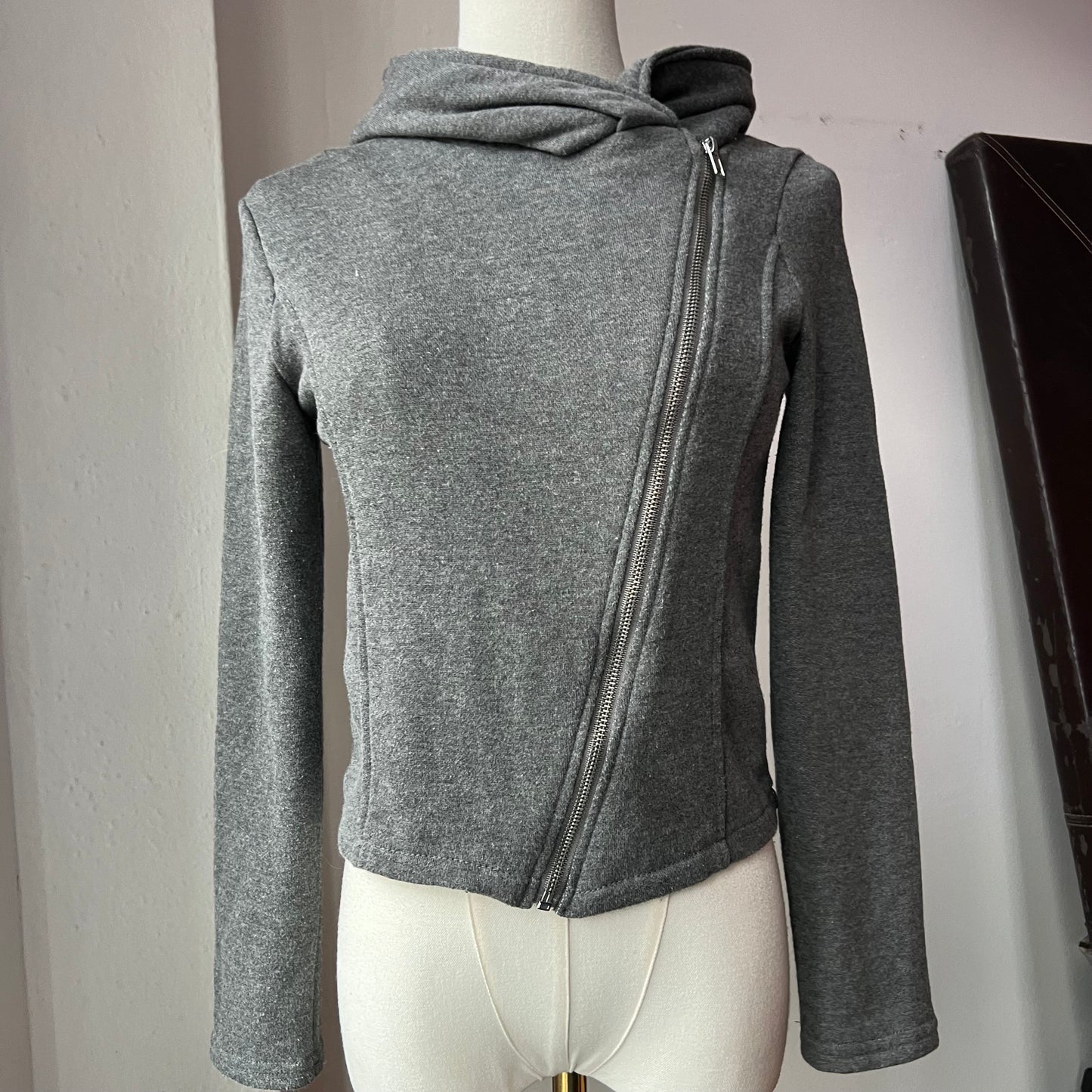 Asymmetrical hooded jacket