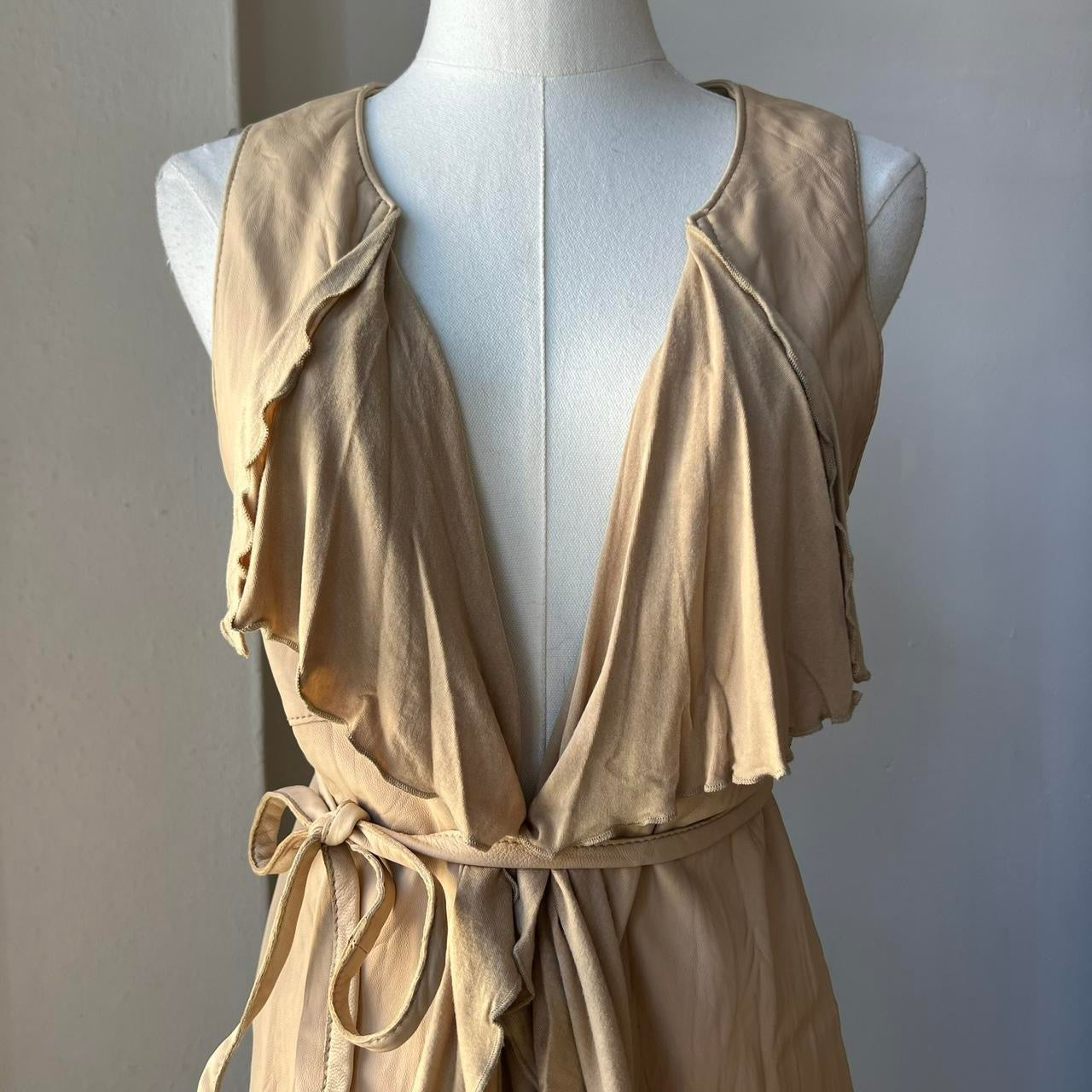 Ruffle sheepskin vest