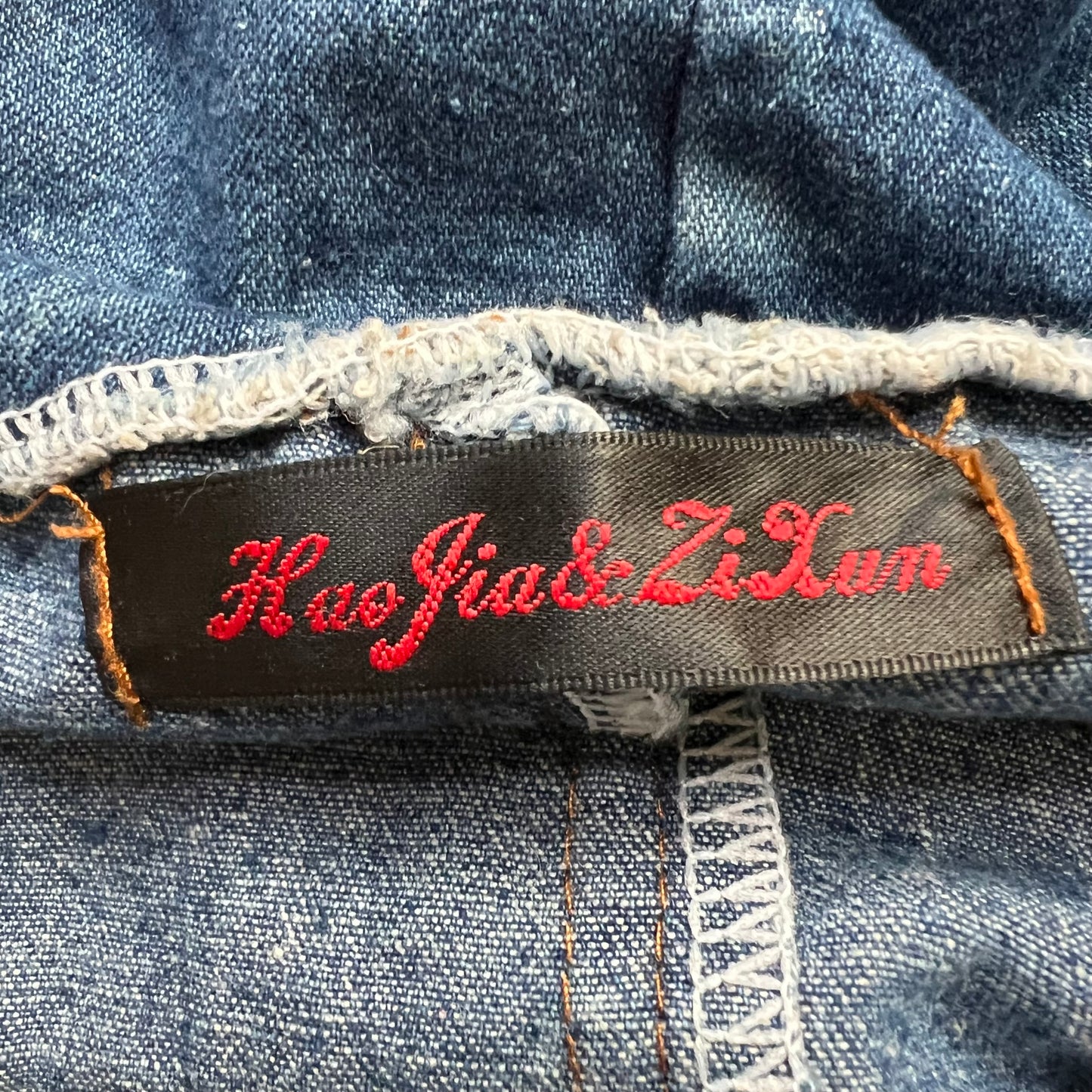Hooded denim foldover tie jacket