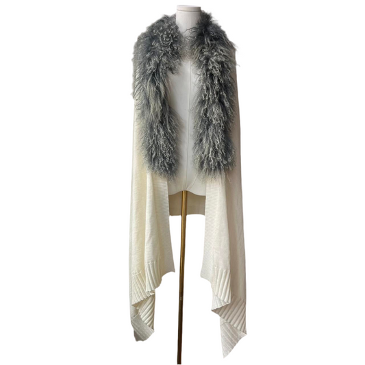 Mongolian lamb fur cardigan