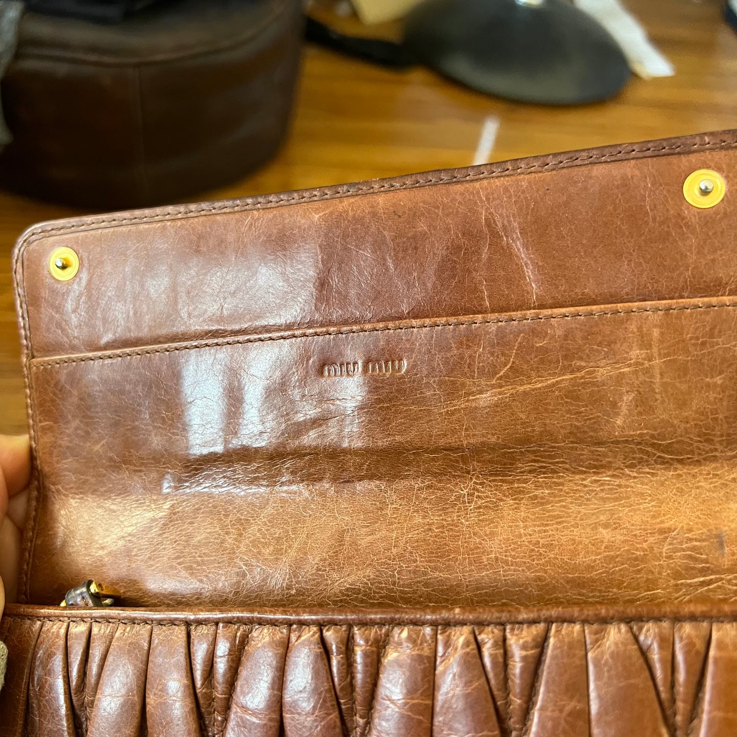 Miu Miu leather metallase wallet