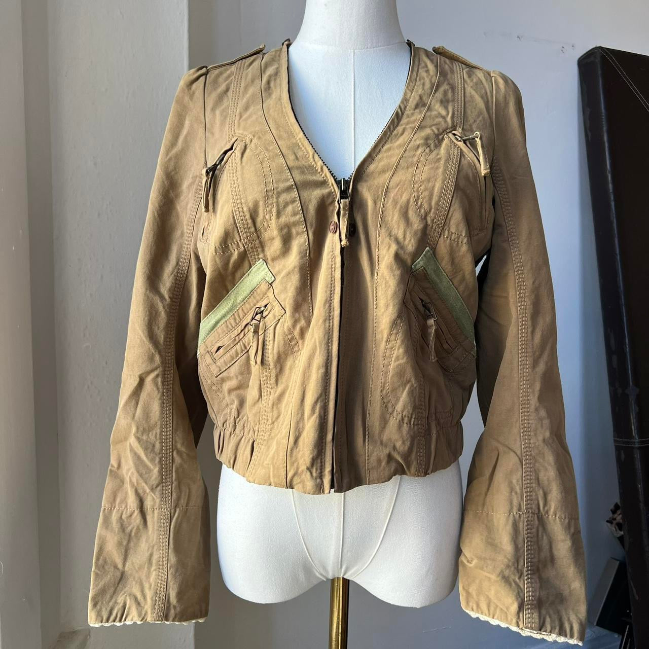 Rabbit fur military jacket