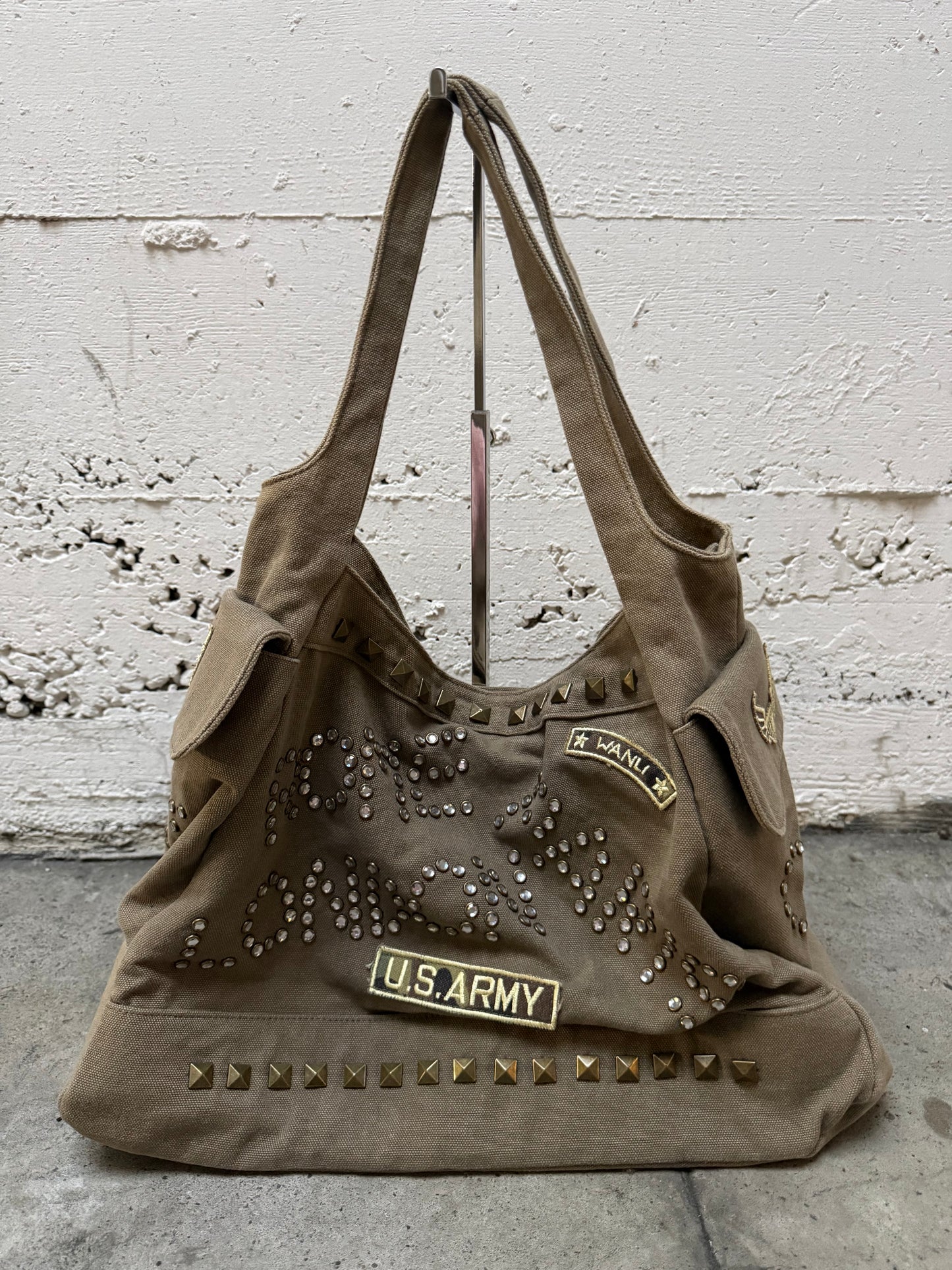 Canvas Studded Army Bag