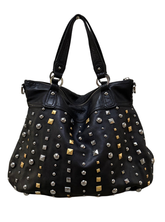 Black Mixed Stud Leather Bag