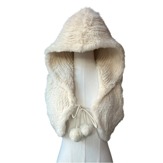 Rabbit fur hooded sleeveless vest
