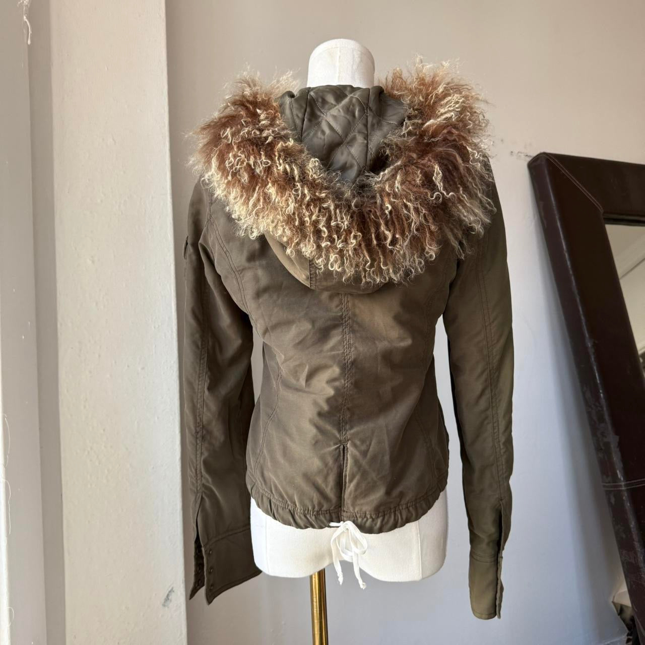 Tibetan Fur Trim Hooded Jacket