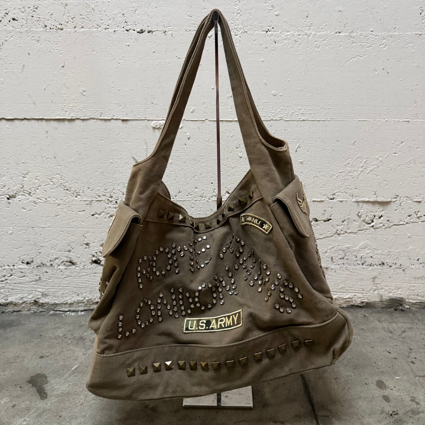 Canvas Studded Army Bag