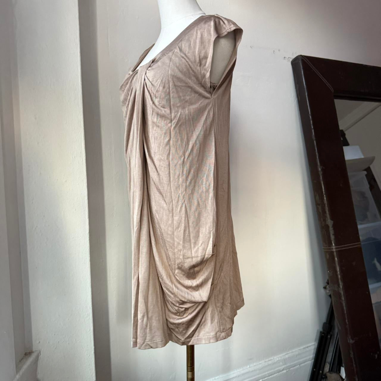 Draped Taupe Mini Dress
