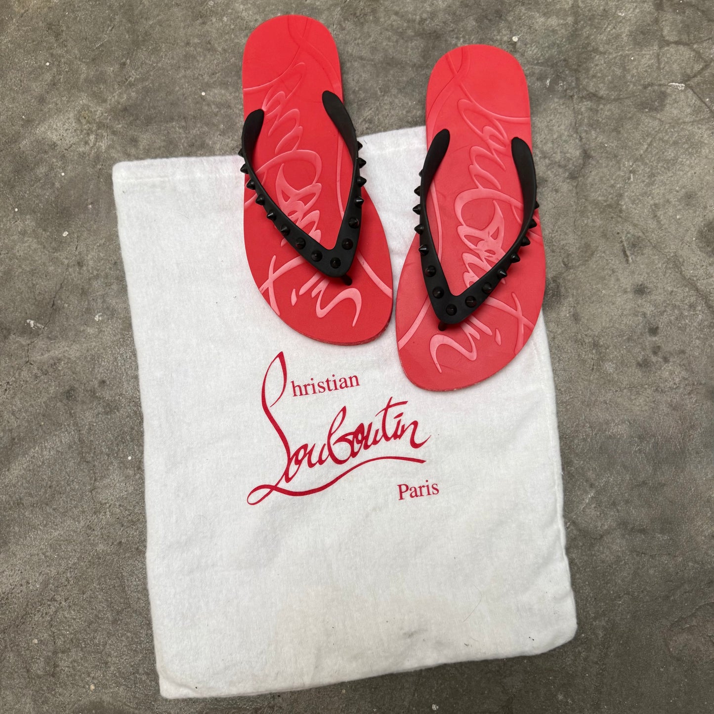 Louboutin Studded Flip Flops