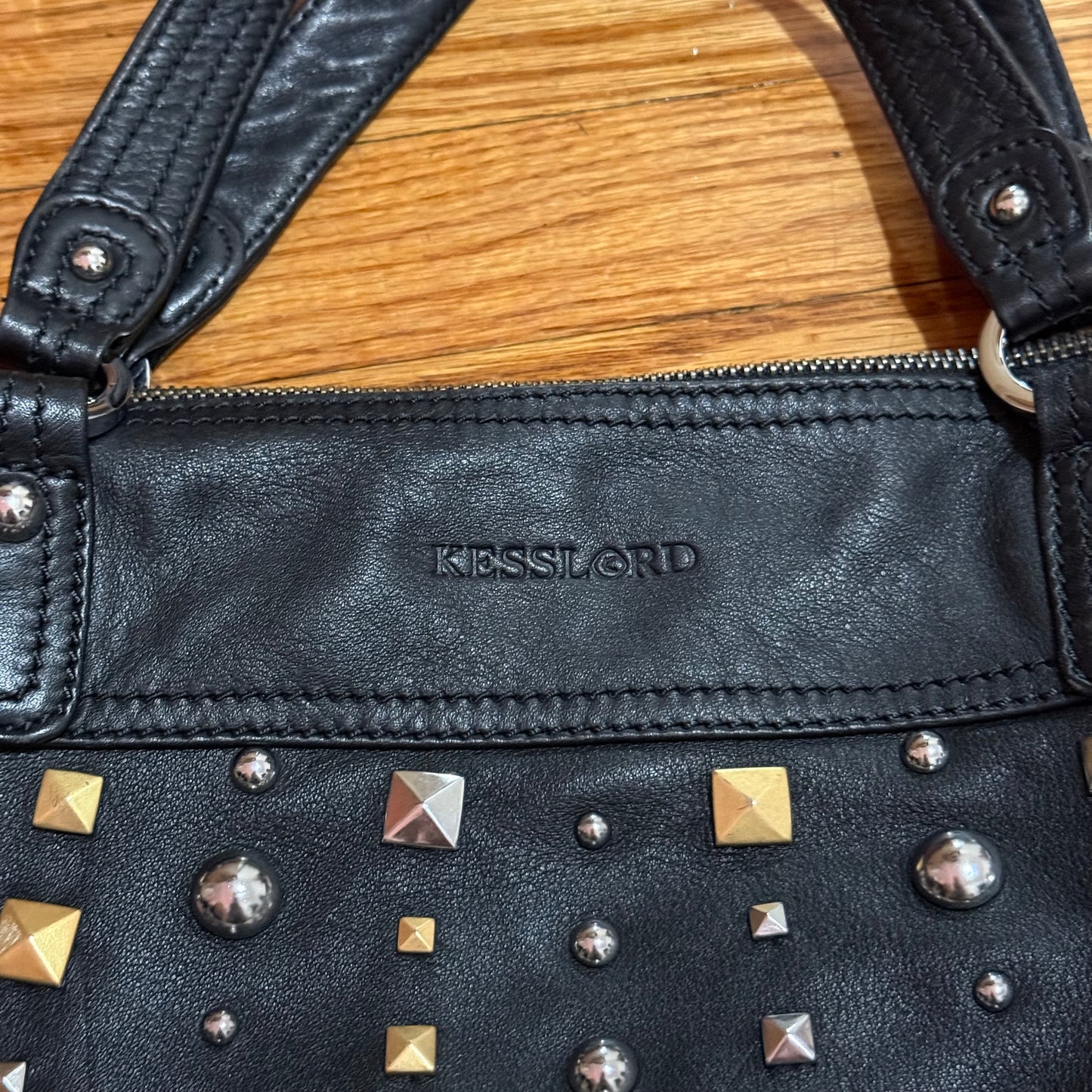Black Mixed Stud Leather Bag