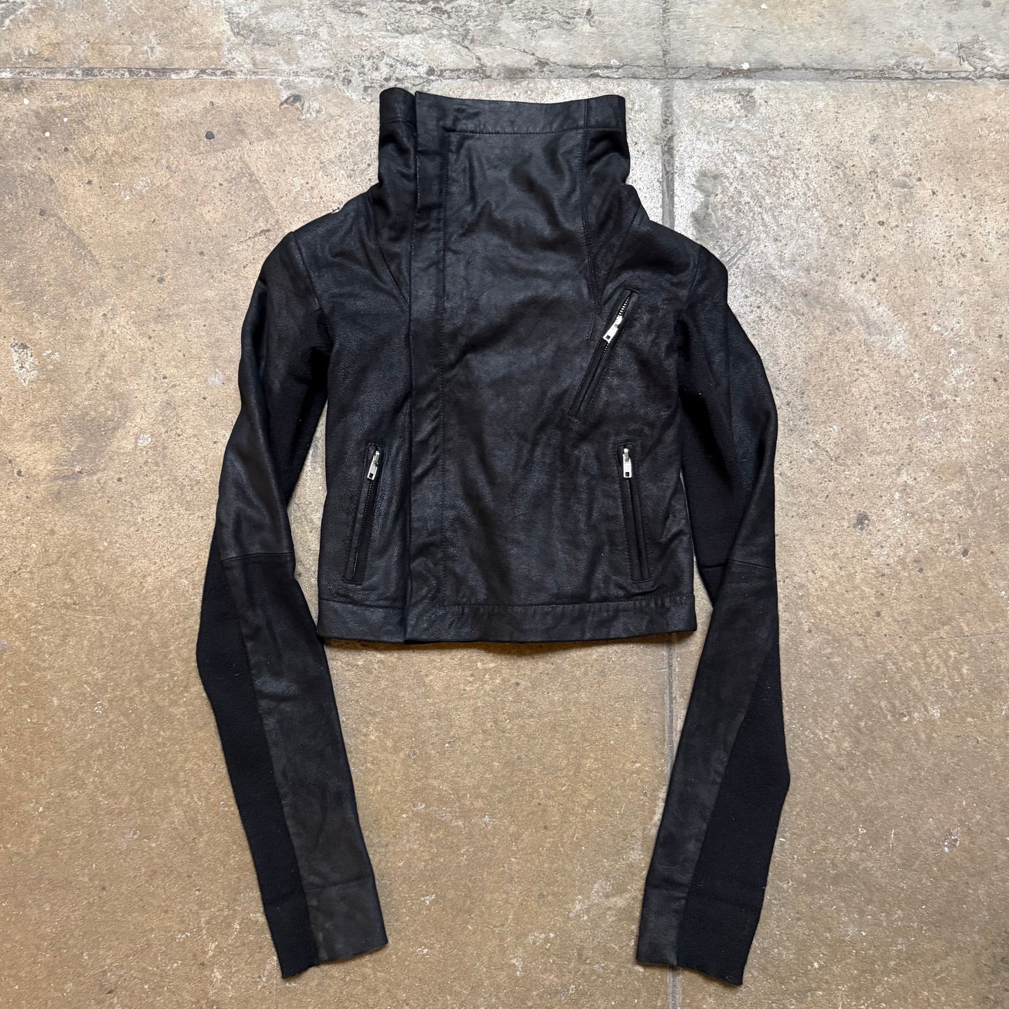 Paneled Asymmetrical Leather Jacket
