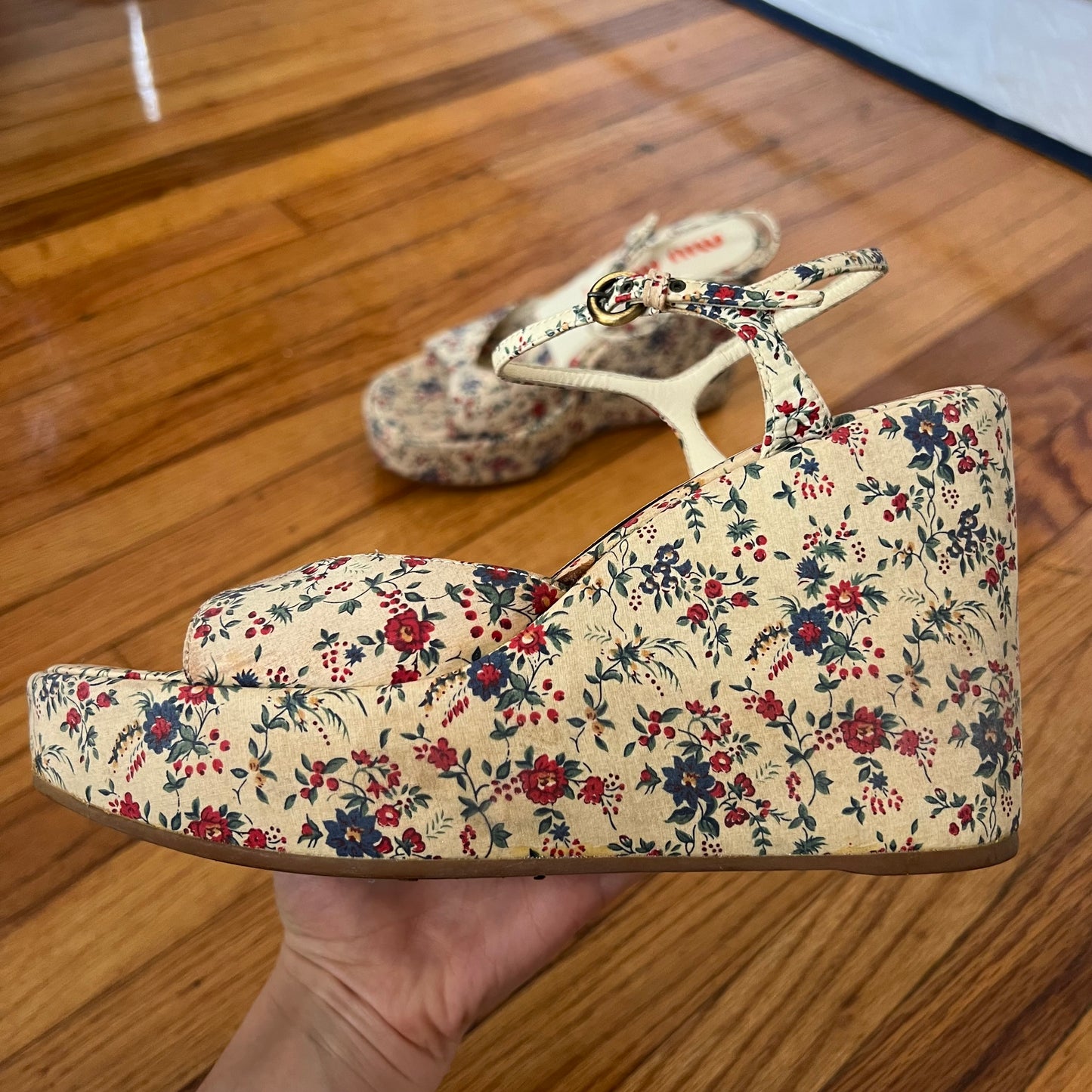 Miu Miu floral platform sandal