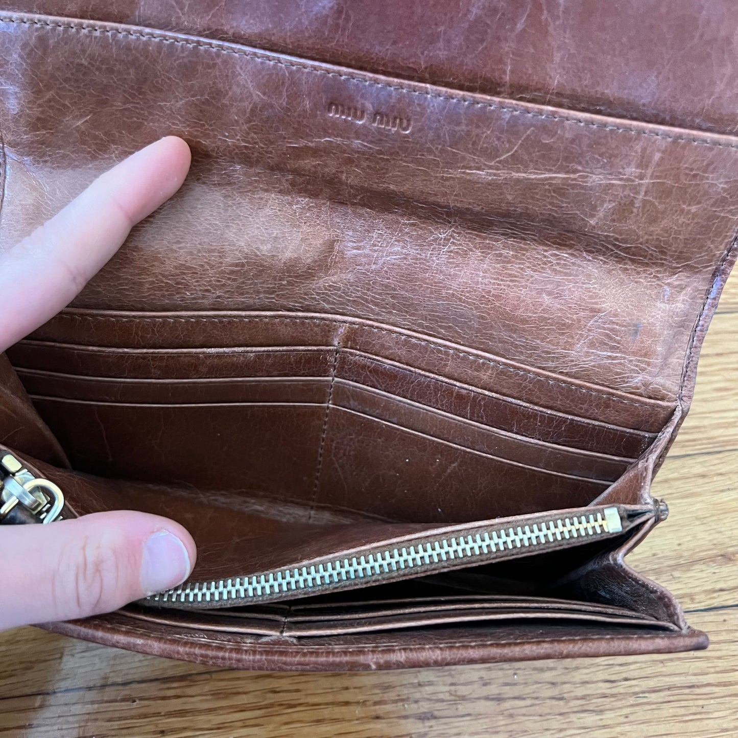 Miu Miu leather metallase wallet