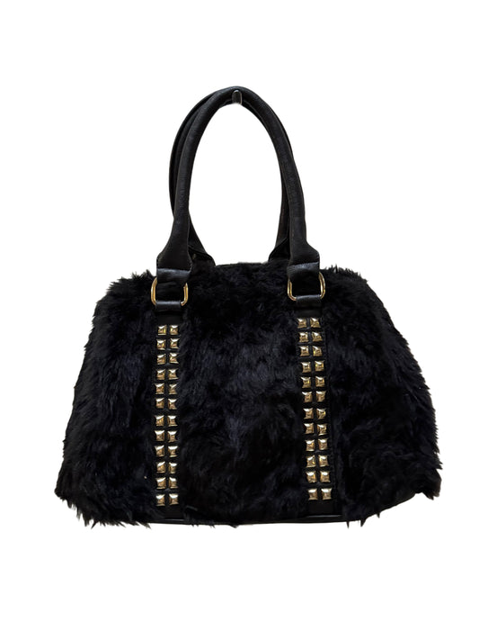 Studded Fur Barrel Bag