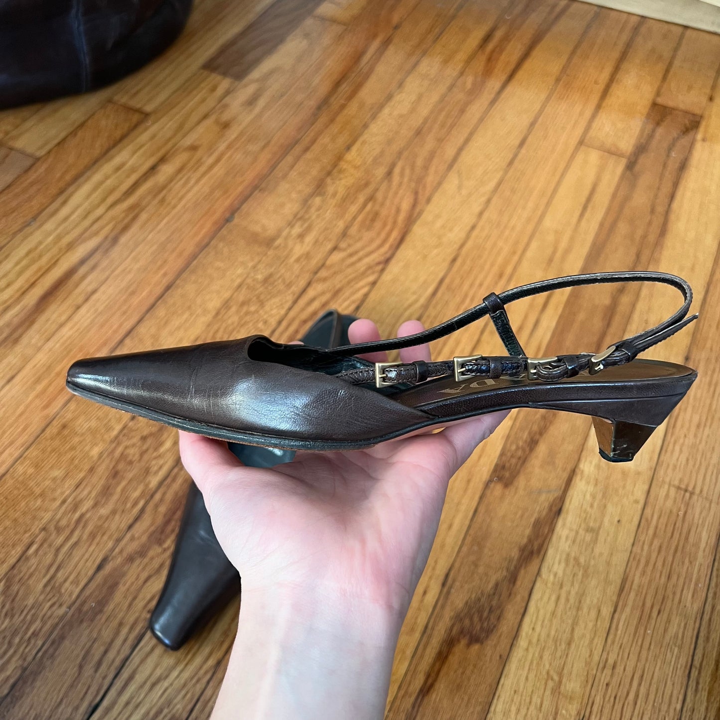 Prada slingback kitten heel