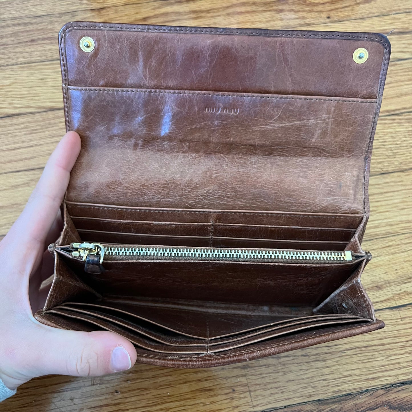 Miu Miu leather metallase wallet