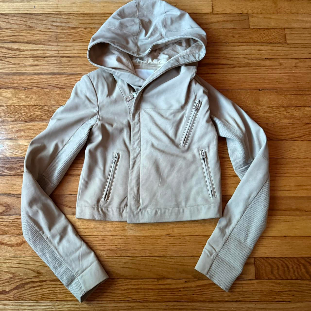 Hooded Asymmetrical Leather Jacket
