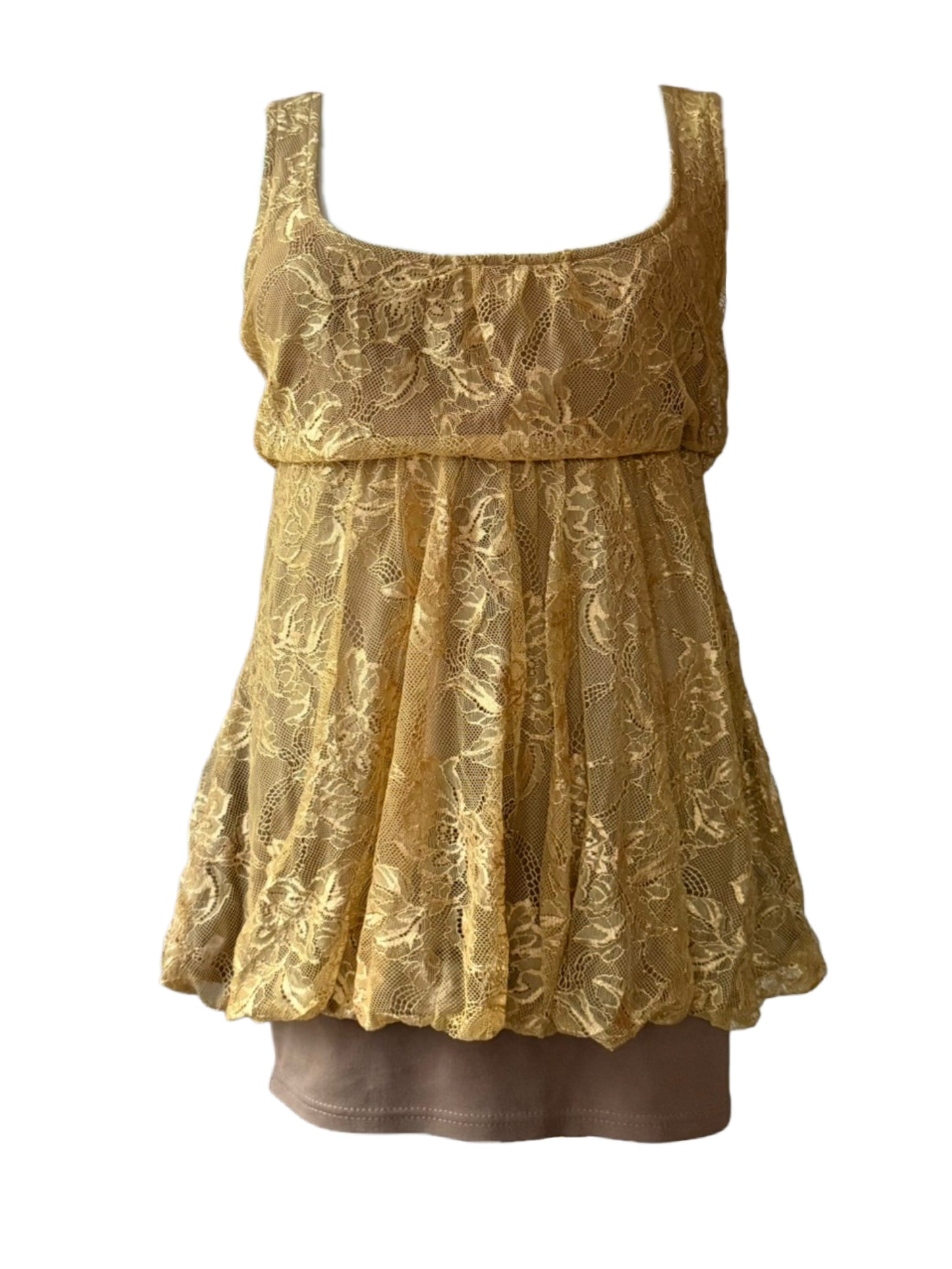 Gold Lace Babydoll Mini Dress
