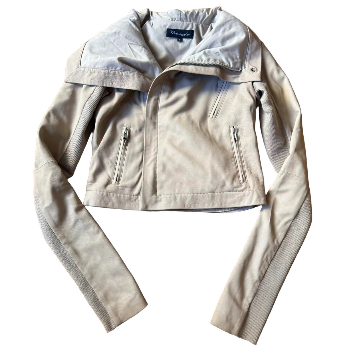 Paneled Asymmetrical Leather Jacket