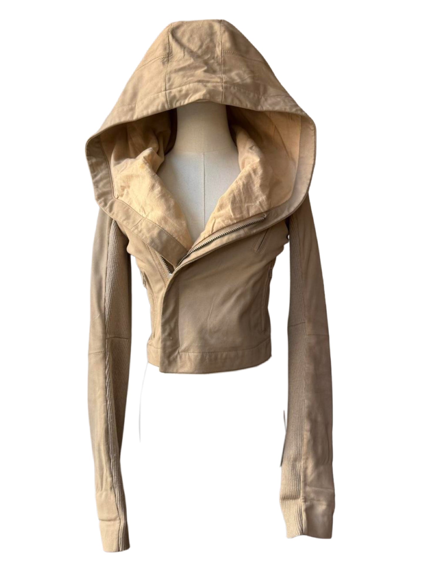 Hooded Asymmetrical Leather Jacket