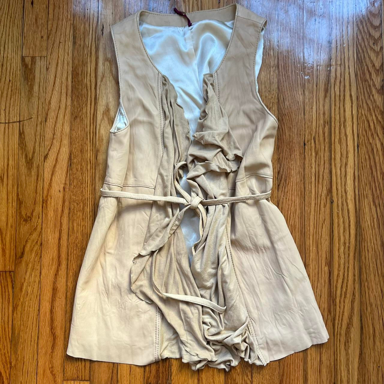 Ruffle sheepskin vest