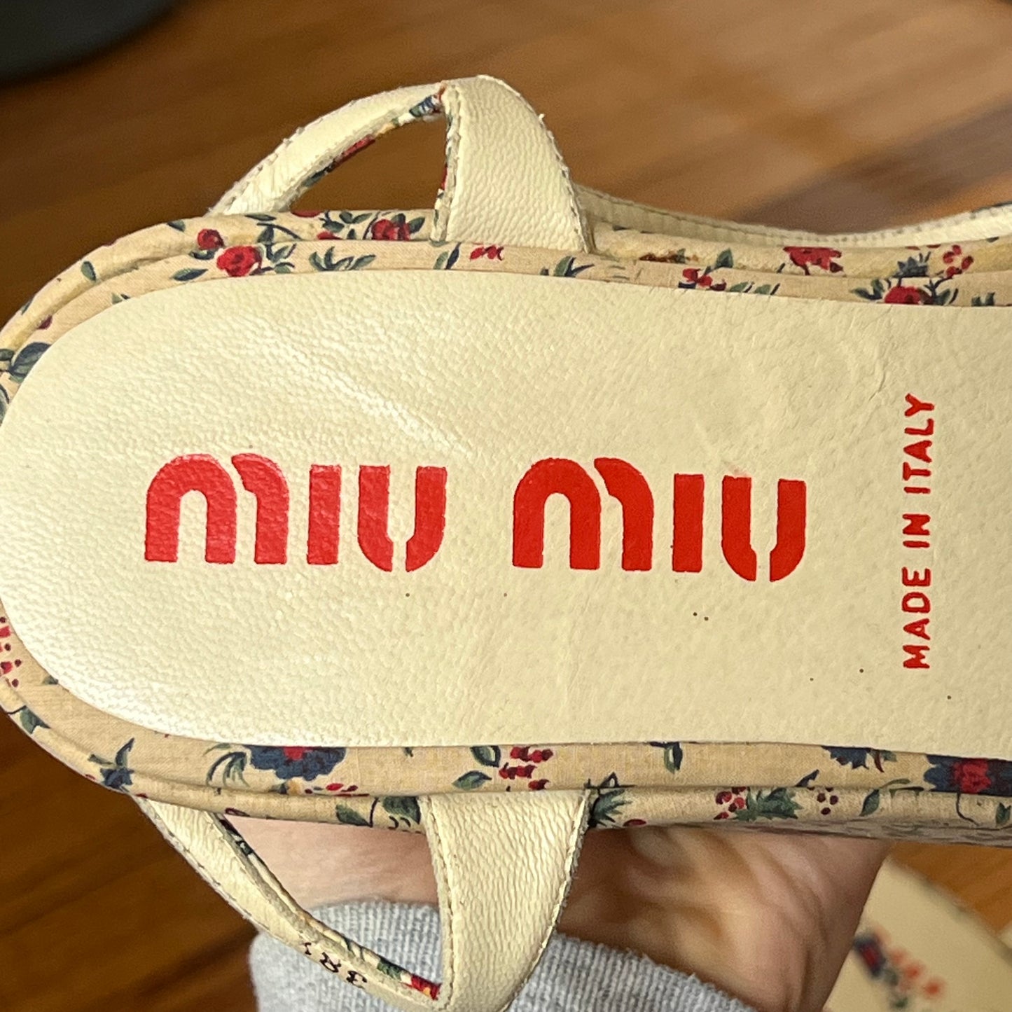 Miu Miu floral platform sandal