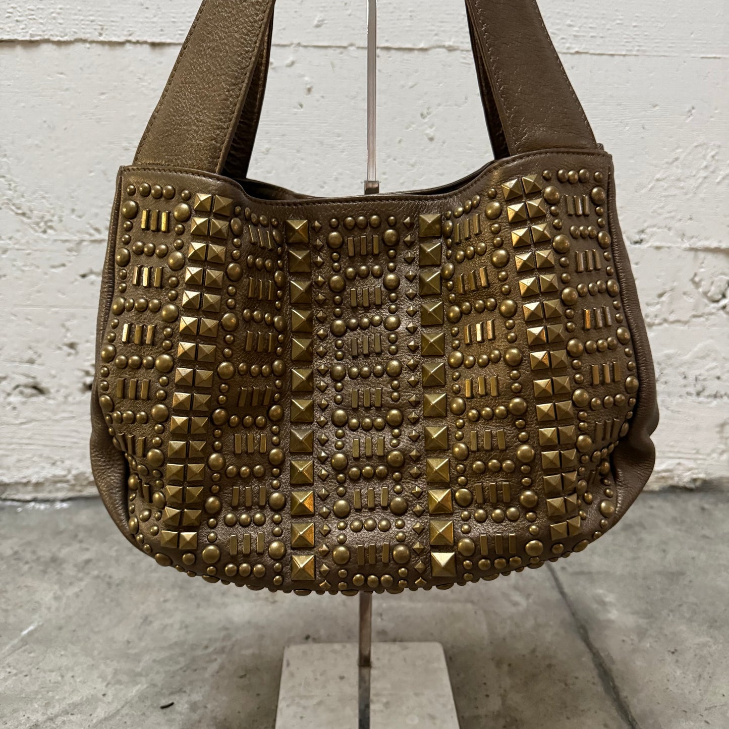 Bronze Studded Leather Tote