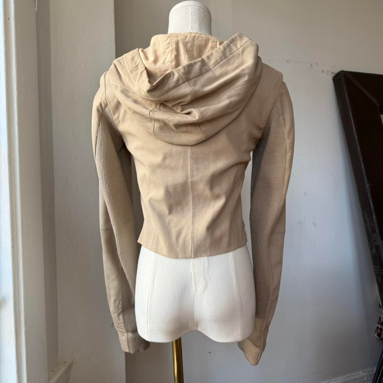 Hooded Asymmetrical Leather Jacket