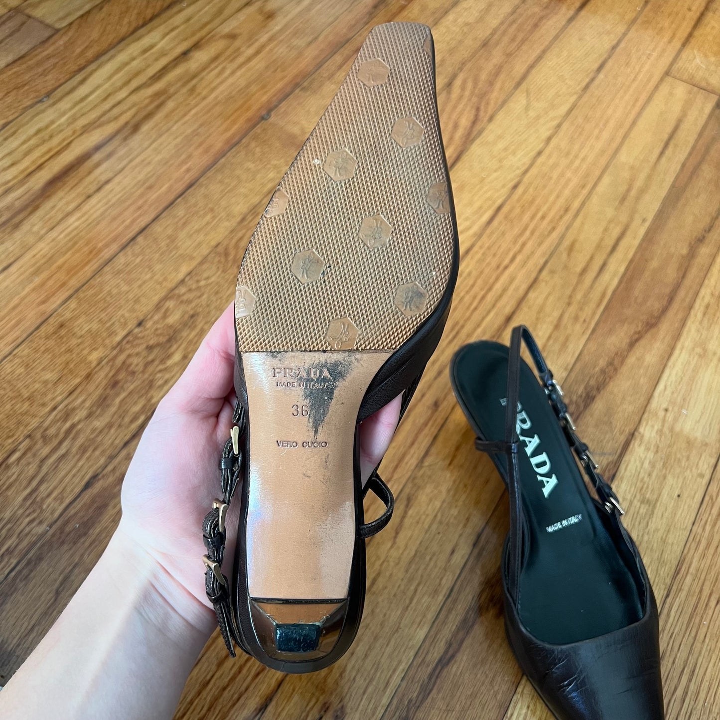 Prada slingback kitten heel