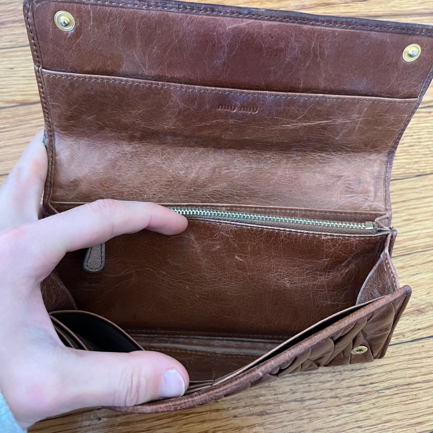 Miu Miu leather metallase wallet