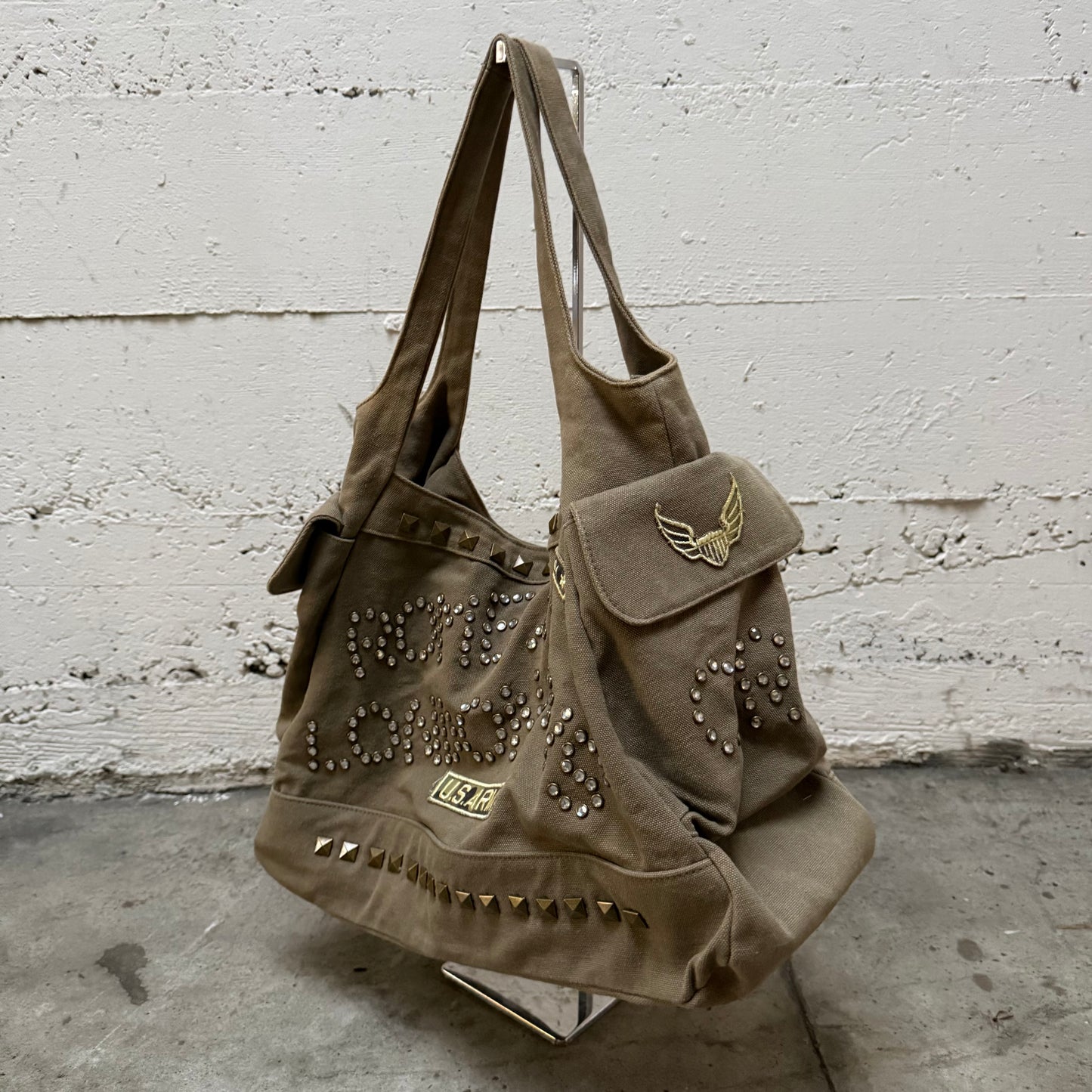 Canvas Studded Army Bag